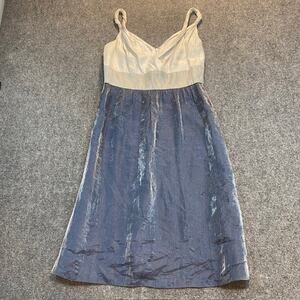 Adrianna Papell Shimmer Metallic Blue Gray White Sleeveless Knee length Dress 10